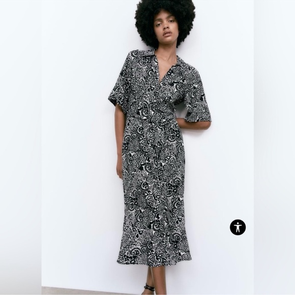 PRINTED SHIRT DRESS - Picture 1 of 5